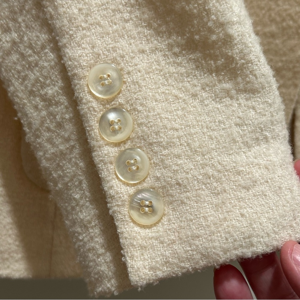 Talbots Winter White Nubby Wool Lined Blazer, Classic Cottage Core - Size 16 - Picture 8 of 11
